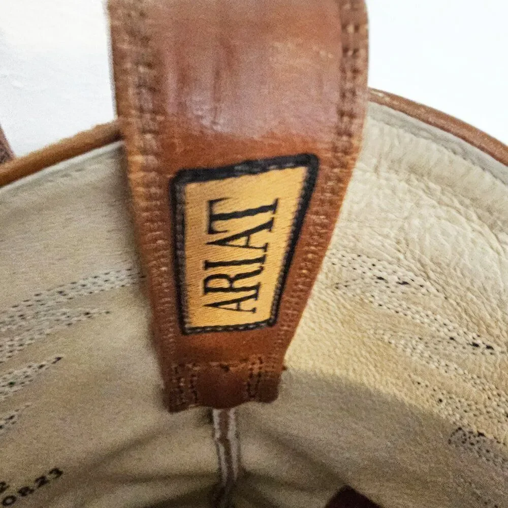 Ariat Men's size 9D Brown and Black Leather Cowboy Work Boots